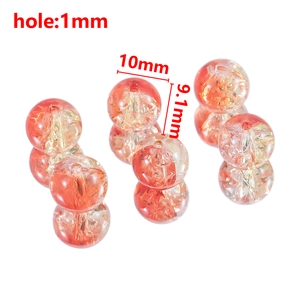 10mm orange crackle glass beads with gold glitter marble texture for DIY jewelry making