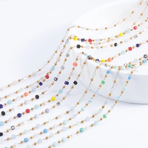 Colorful cube bead gold chains for DIY necklaces and bracelet jewelry making