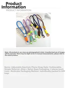 Détails du cordon de téléphone tressé réglable à double tête en couleurs variées