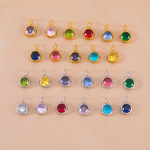 Macro di ciondoli tondi in zircone colorato con montature in oro e argento per gioielli DIY