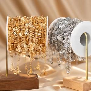DIY pure copper butterfly and bead chain roll in gold and silver for jewelry making