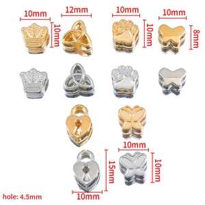DIY jewelry beads in crown and heart shapes with 4.5mm holes for bracelet making