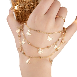 Elegant gold multi-layer copper butterfly chain accessory for hair and jewelry DIY