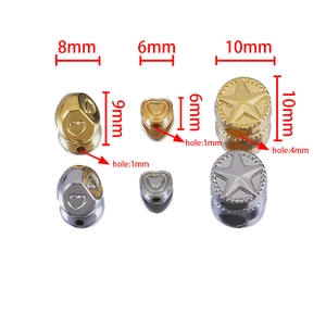Gold and silver DIY jewelry spacer beads with heart and star patterns in 8-10mm sizes