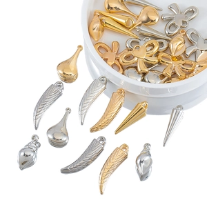 DIY Jewelry Making CCB Electroplated Plastic Pendants Waterdrop Bowknot Horn Cone Snail Shapes Gold Silver Jewelry Components