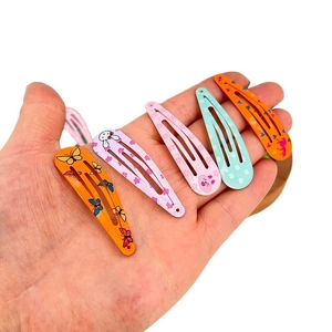 Five-piece set of colorful printed metal BB hair clips with floral and animal patterns