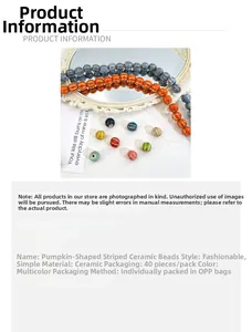 Macro shot of striped pumpkin ceramic beads in various colors for DIY jewelry crafting