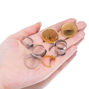 Adjustable stainless steel ring bases for DIY jewelry making in gold and silver