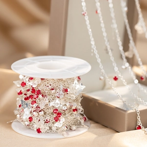 Silver butterfly chain roll with red rhinestones for DIY jewelry making and necklaces