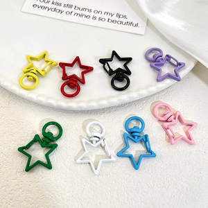 Colorful star-shaped metal lobster clasps in eight vibrant colors for DIY keychains
