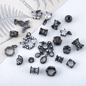 Perline Distanziatrici in Rame con Strass per Gioielli Fai-da-te Canna di Fucile Stella Farfalla Cuore Ciondoli Traforati per Braccialetti