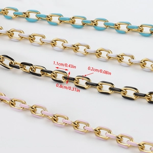 Colorful enamel dripping stainless steel oval link chain for DIY jewelry making 1.1cm