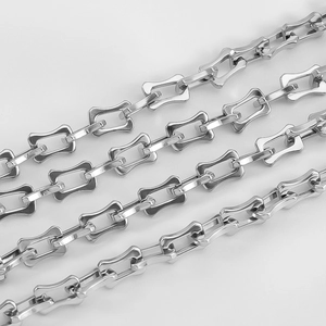Macro detail of silver rectangular link stainless steel chain for DIY jewelry making