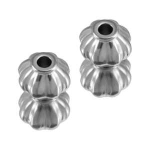 Polished stainless steel pumpkin beads with vertical texture for DIY jewelry making