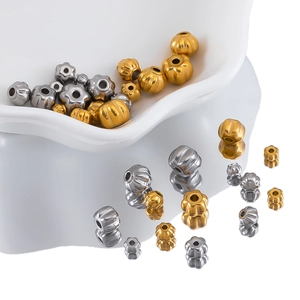 Polished stainless steel pumpkin and lantern beads for DIY jewelry making in gold and silver