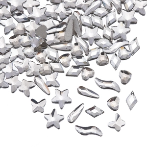 Paquet de 100 Pièces Strass d'Art des Ongles Formes Multiples Étoile Cœur Papillon Goutte d'Eau Losange Vague pour Décoration d'Ongles DIY