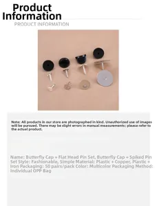 50 pairs of black plastic butterfly clutches and metal pin backs for DIY badge making
