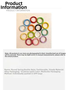Detailansicht der 24mm bunten Legierungs-Rundfederverschlüsse für DIY-Schlüsselanhänger