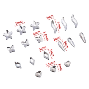 Lot de 100 bijoux à ongles en cristal avec formes d'étoiles et papillons