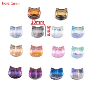 10mm x 8mm Czech glass cat head beads in various iridescent colors for DIY jewelry making