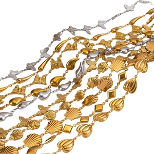 Stainless steel butterfly and teardrop charms on gold and silver DIY jewelry chains