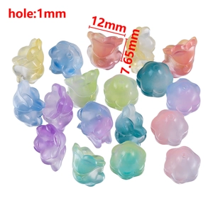 Gradient lily of the valley glass beads for DIY jewelry with flower petal shape