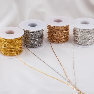 Flat copper stick chains in four metallic colors for DIY jewelry making and crafting