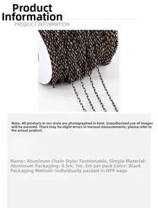 Detailed macro view of 1.5mm gun black aluminum link chain for DIY jewelry accessories