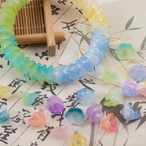 Frosted Lily Of The Valley Flower Glass Beads Gradient Color Matte Lampwork Loose Beads For DIY Jewelry Making Earring Necklace Materials