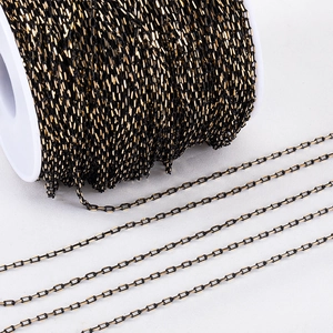 Schwarz-goldene 1,5 mm Bambus-Wurstkette auf Rolle für DIY-Schmuck und Handwerk