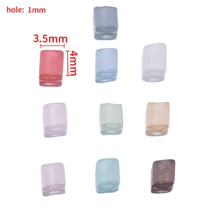 4mm colorful cube glass beads for DIY jewelry with 1mm hole and matte frosted finish