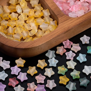 Cuentas de estrella mate con pan de oro en colores macaron para creación de joyas