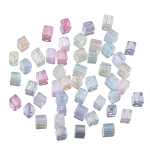 Colorful 4mm square AB coating glass spacer beads for DIY jewelry and bracelet making