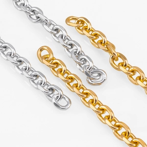 Classic gold and silver polished O-shaped flat metal chains for DIY jewelry making