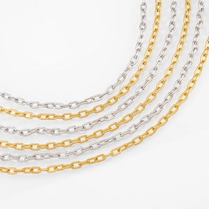 Detail of embossed gold and silver textured aluminum chains for DIY jewelry making