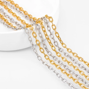 Textured gold and silver aluminum oval link chains for DIY jewelry making and crafts