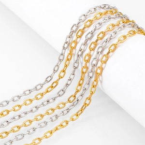 Detail of embossed aluminum chains in gold and silver for DIY jewelry making