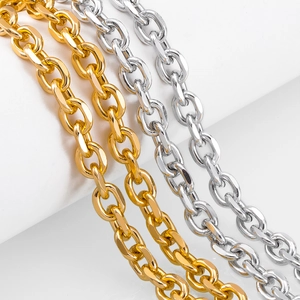 Aluminum Alloy DIY Jewelry Making Chain Electroplated Flat Oval O Link For Handcrafted Necklace Bracelet Gold Silver Accessory
