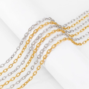 Detail of embossed aluminum jewelry chain links in gold and silver finish for DIY crafts