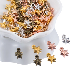 Multifaceted 3D Pentagram Star Pendants Alloy DIY Star Charms For Jewelry Making Handcrafted Star Mini Pendants Rose Gold Silver Bronze KC Gold Jewelry Accessories