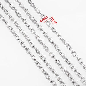 Detail of 4x7mm textured silver paperclip chain links for DIY jewelry making