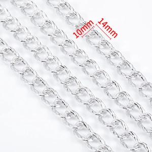 Detail showing 10x14mm silver twist curb chain links for DIY jewelry making
