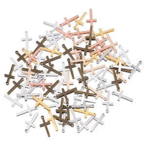 Retro polished alloy cross pendants in four metallic colors for DIY jewelry making
