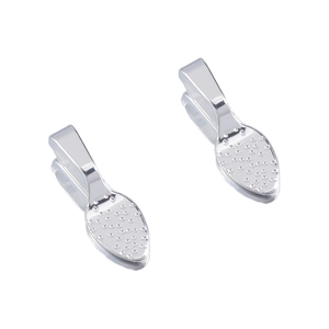 Close-up of polished silver pendant clasps with textured non-slip surface for jewelry DIY