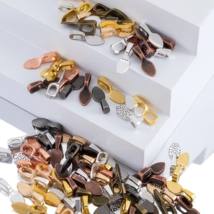 DIY jewelry bails in multi-color alloy finishes with non-slip texture on white stand