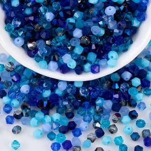 Cuentas de cristal bicono azul facetadas para creación de joyas y pulseras caseras