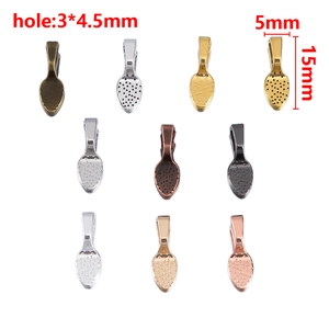 Mini vintage alloy glue-on bails in 10 plating colors for jewelry making accessories