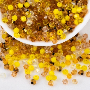 Cuentas de cristal facetadas de 4mm en tonos ámbar y amarillo para creación de joyas DIY