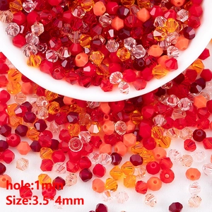 Cuentas de cristal facetado bicono 4mm para bisutería DIY en varios tonos de rojo vivo