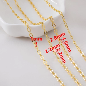 Detailvergleich goldener O-Link Ketten in Breiten von 1mm 2,2mm 2,8mm und 4,5mm